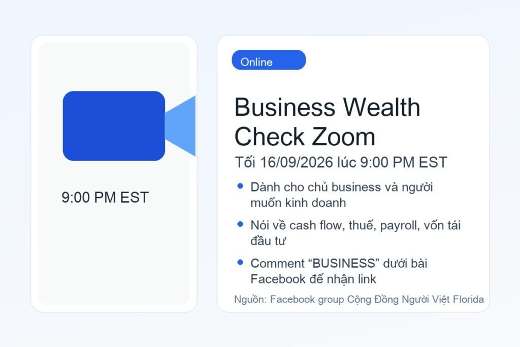 Zoom tối nay: Business Wealth Check cho chủ business