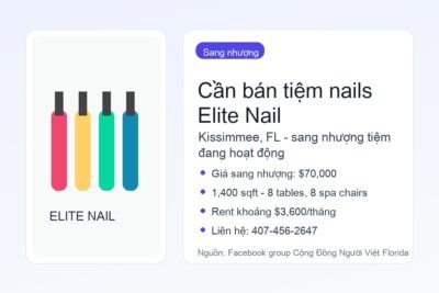Cần bán tiệm nails Elite Nail tại Kissimmee